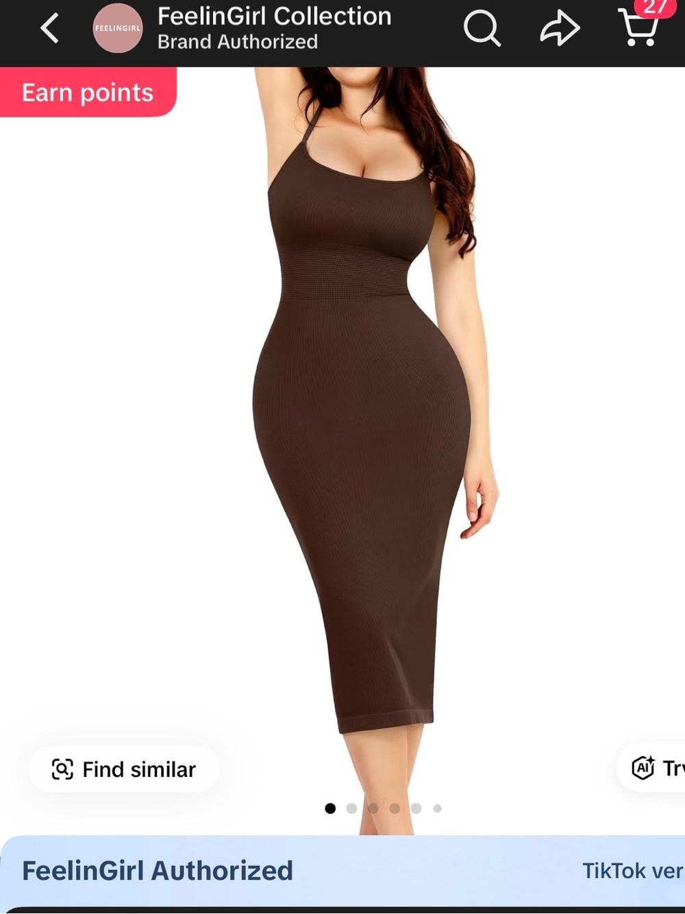 FeelinGirl Viral Brown Ribbed Bodycon Midi Dress XXL